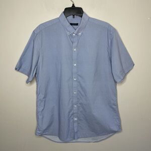 ZACHARY PRELL Shirt Mens Large L Blue Pink Geometric Short Sleeve Button Down